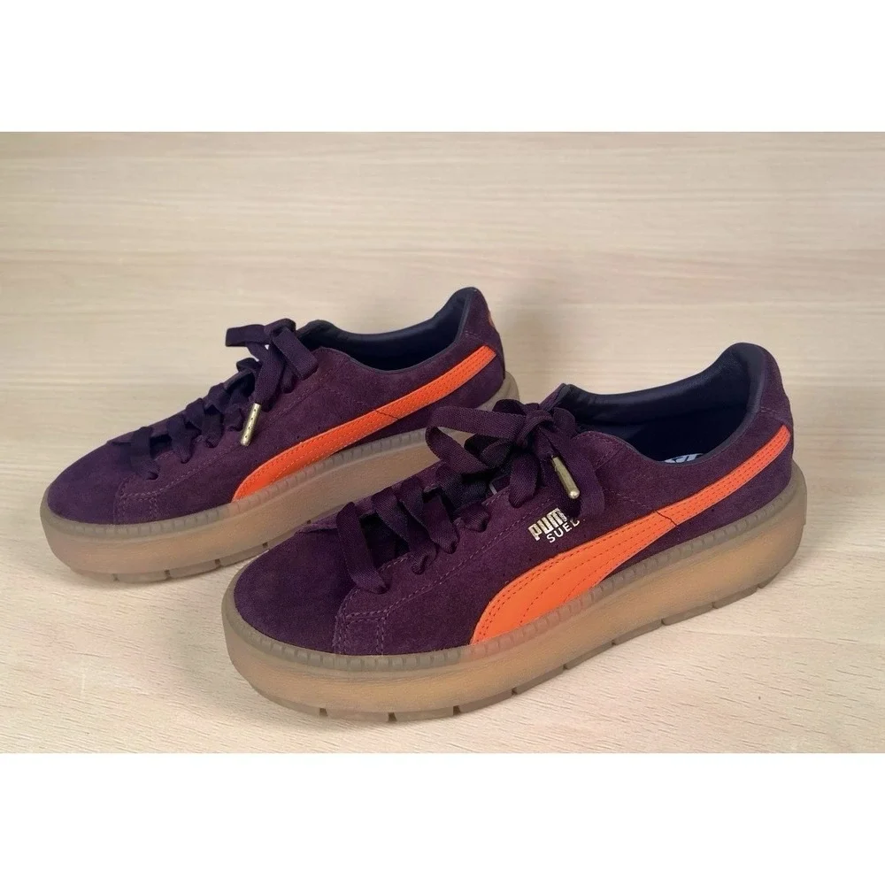 New Puma Women's Winetasteing Fame Suede Platform Trace Block Sneakers Size 8 - Picture 1 of 15